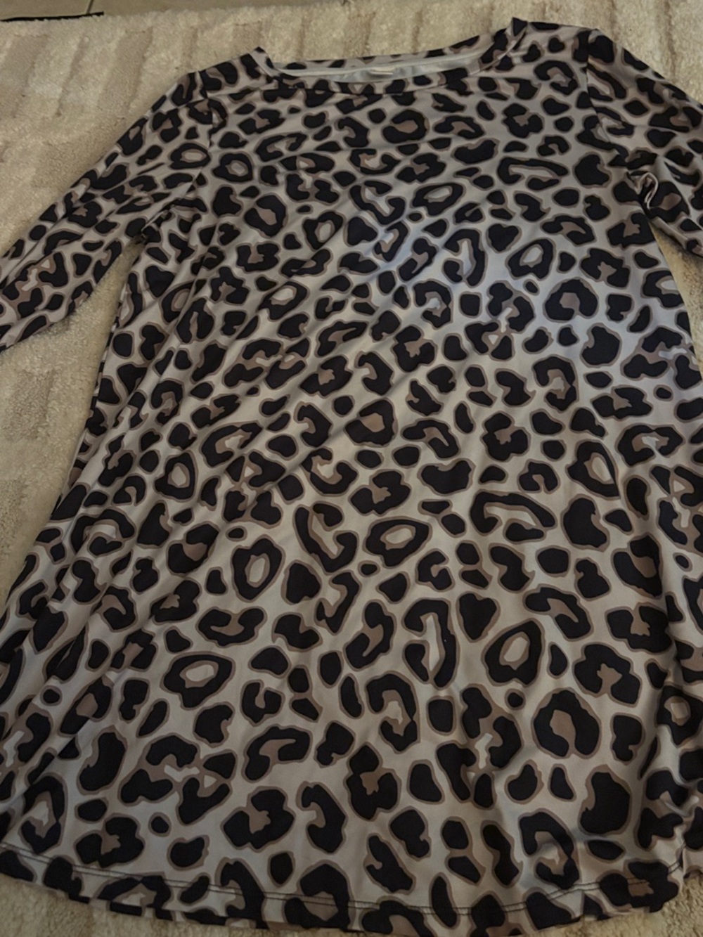 Leopard Print A-Line Women’s Dress in Taupe and Black